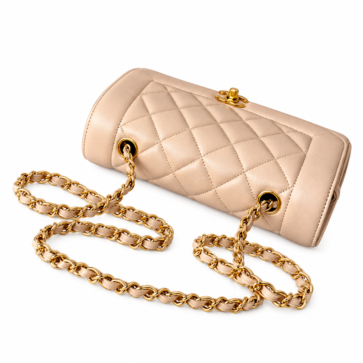 Chanel Beige Quilted Lambskin Classic Flap Bag