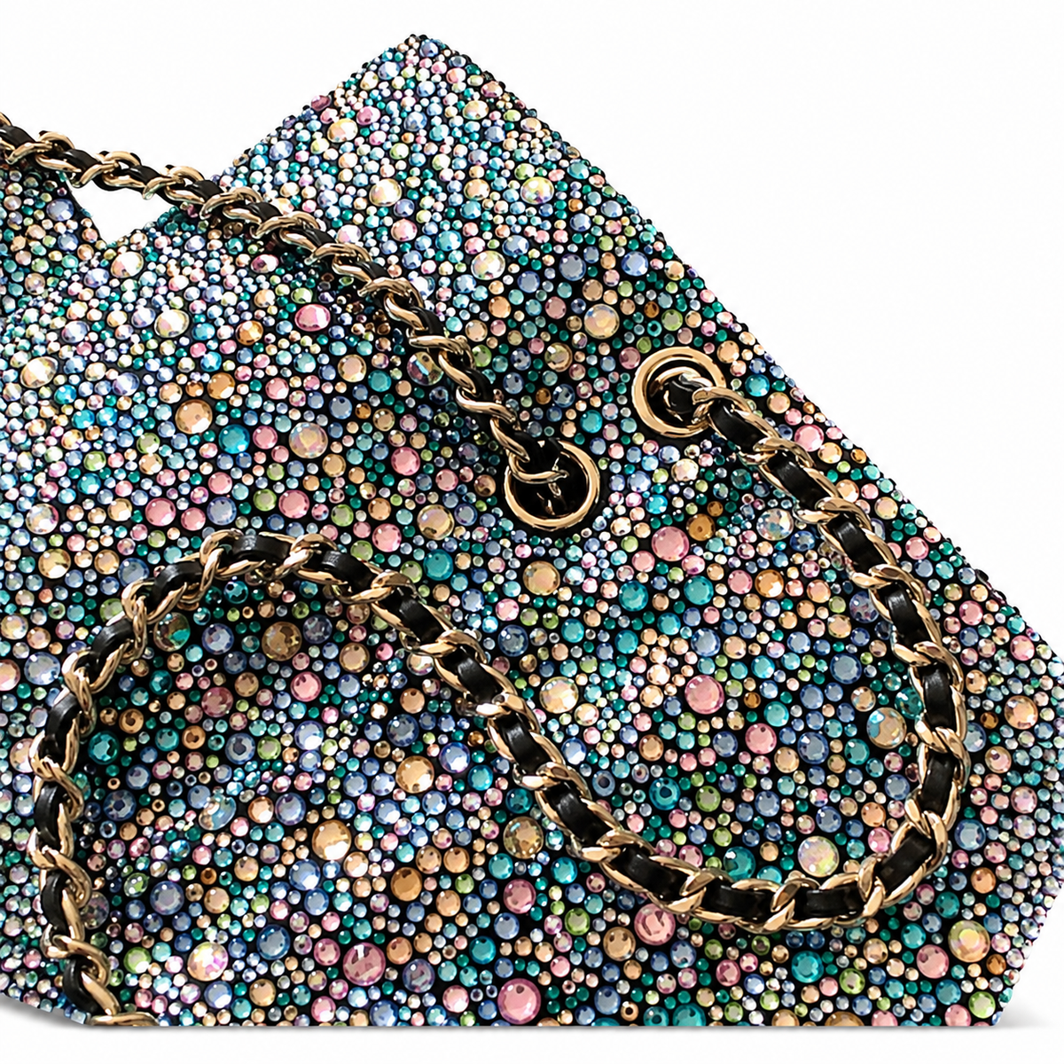 Chanel Multicolour Crystal Embellished Classic Flap Bag with Gold CC Lock