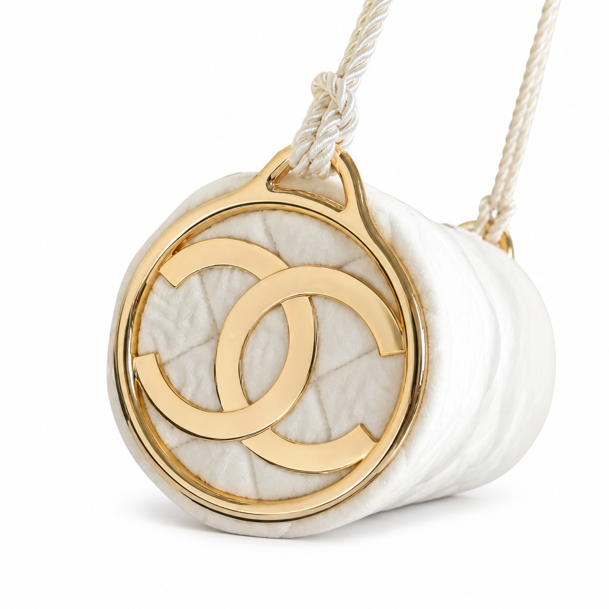 Chanel White Quilted Cylinder Shoulder Bag