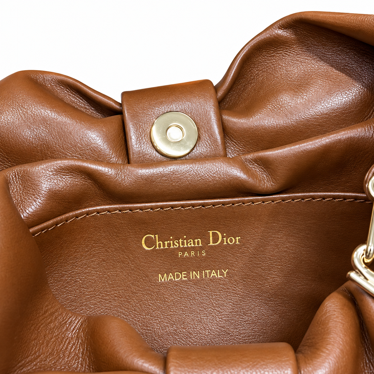 Dior Bow Bag in Tan Matte Lambskin with Dual Silver Chain Straps