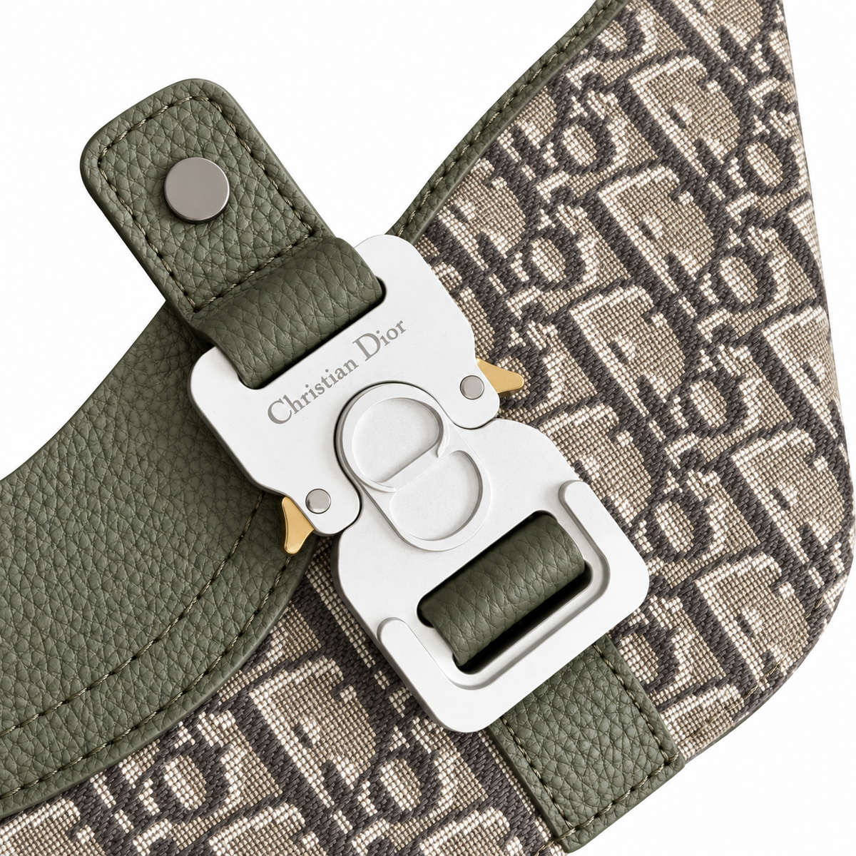 Dior Hit the Road Crossbody Bag in Khaki Green with Houndstooth Trim
