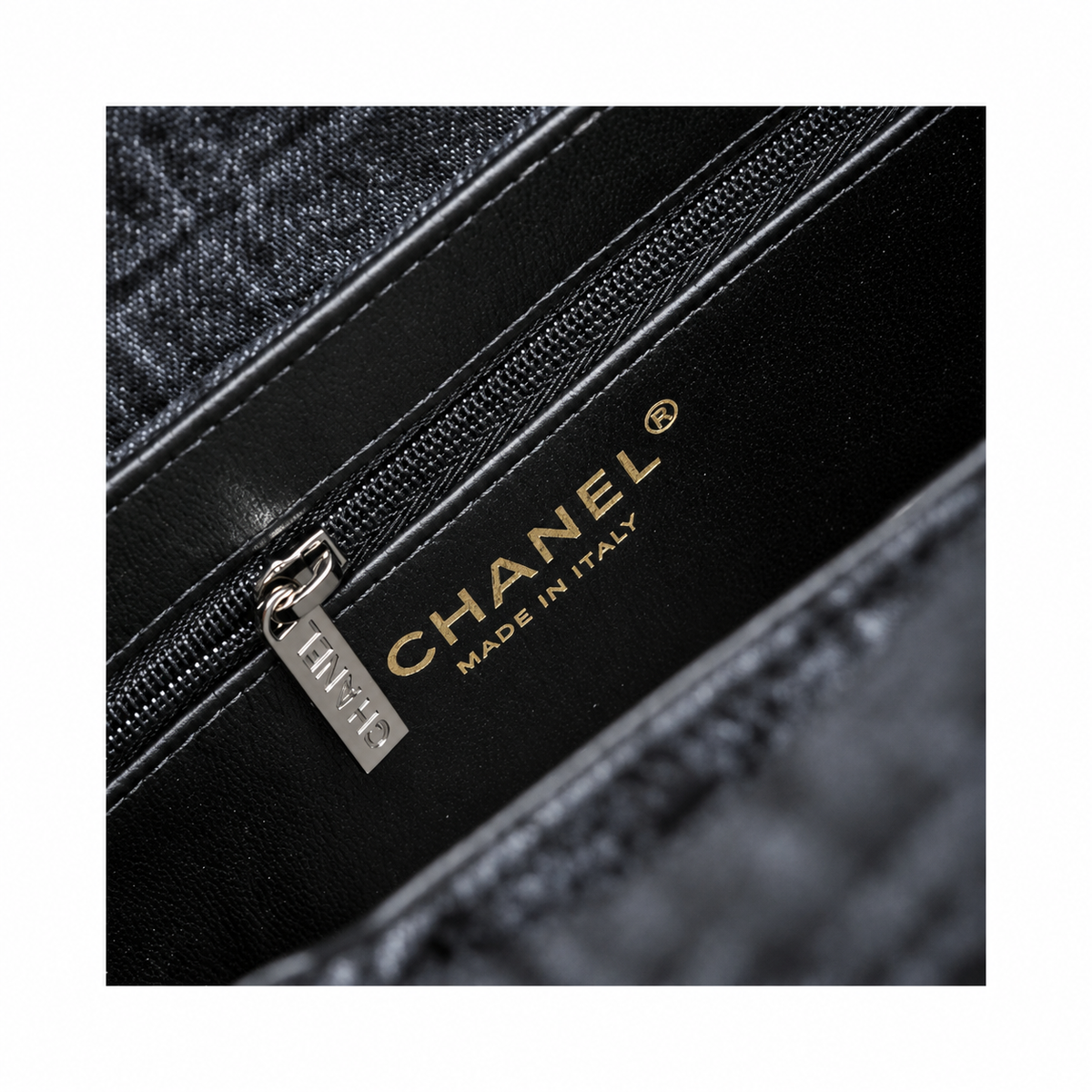 Chanel Dark Denim Quilted Mini Top Handle Flap Bag
