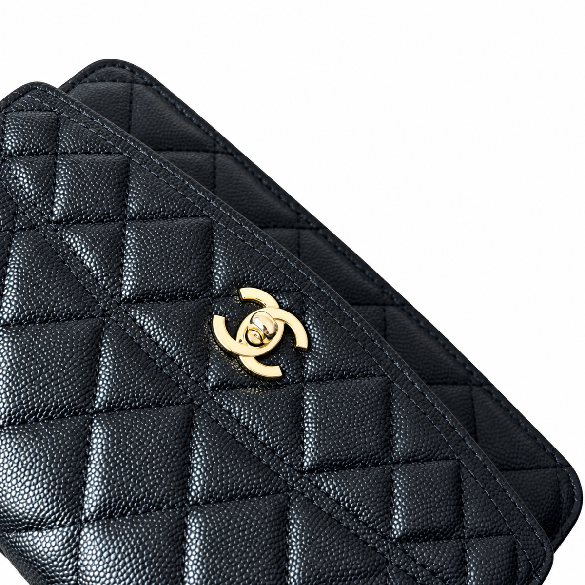 Chanel Black Caviar Quilted Mini Top Handle Flap Bag