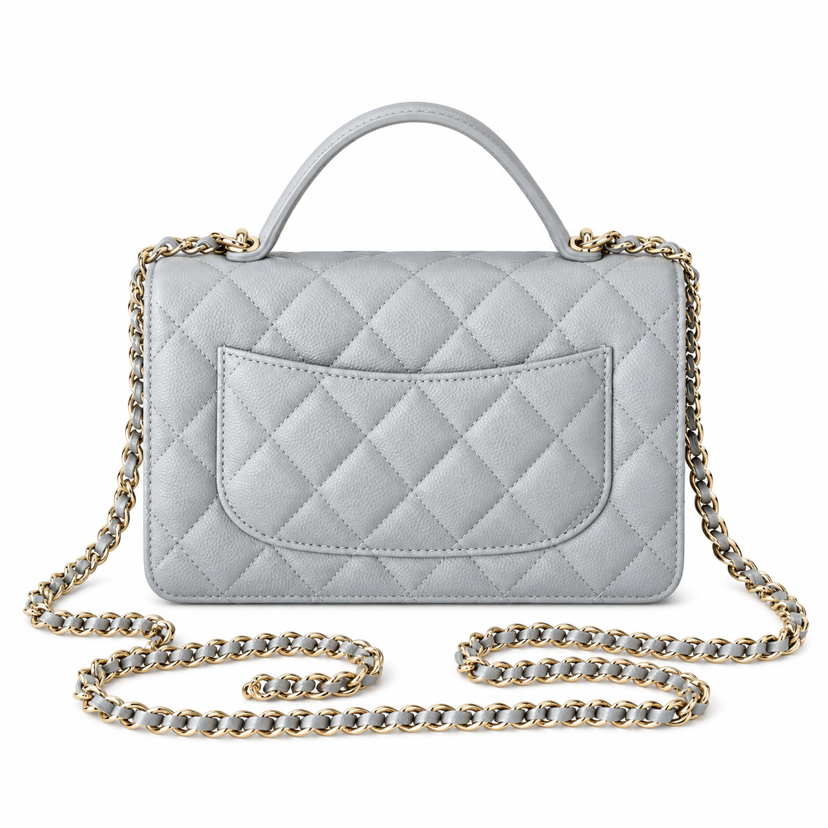 Chanel Ice Blue Quilted Mini Top Handle Flap Bag