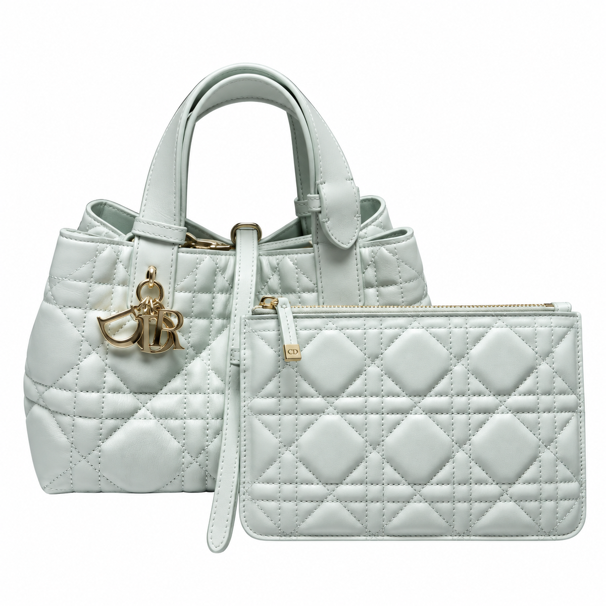 Dior Quilted Cannage Bucket Top Handle Bag with Removable Strap