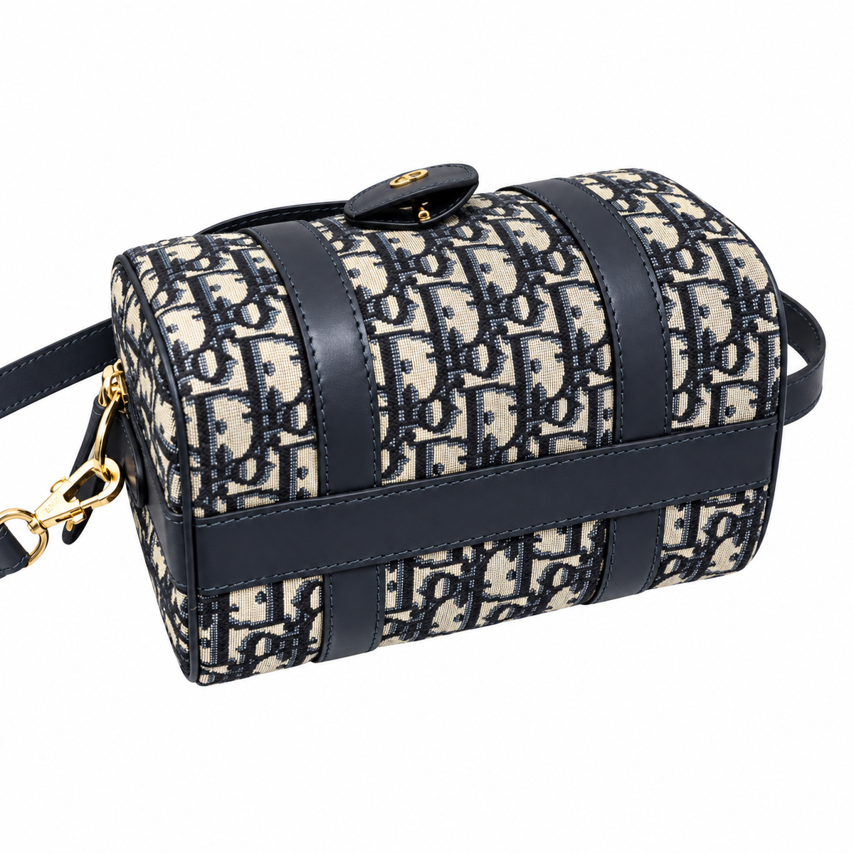 Dior Navy Oblique Jacquard Boston Bag