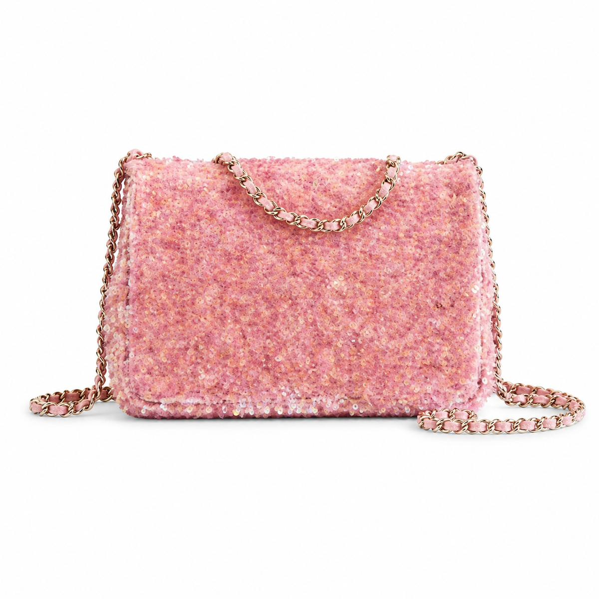Chanel Pink Sequin Flap Chain Bag