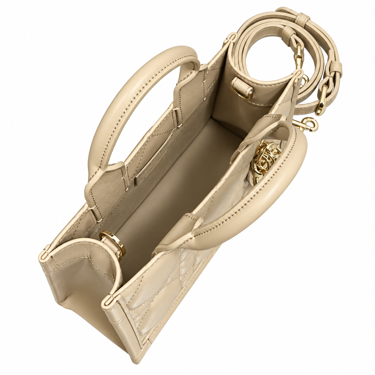 Dior Lady D-Joy Bag in Sand Cannage Leather with Gold CD Charm