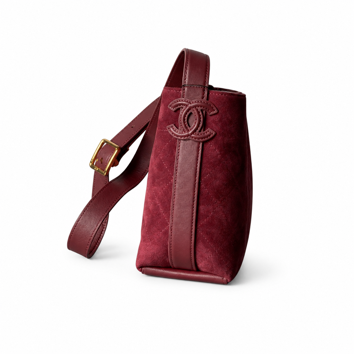 Chanel Burgundy Quilted Bucket Bag