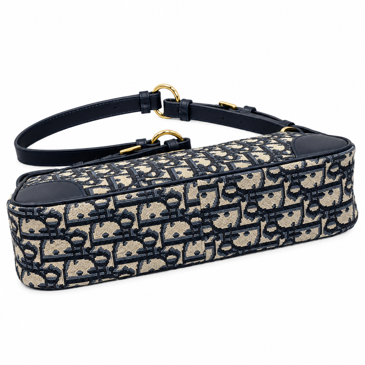 Dior Oblique Jacquard Zip Pochette Shoulder Bag with Adjustable Strap