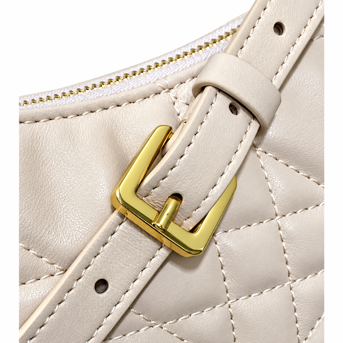 Dior Caro Cannage Quilted Slim Shoulder Bag in Off-White with CD Clasp
