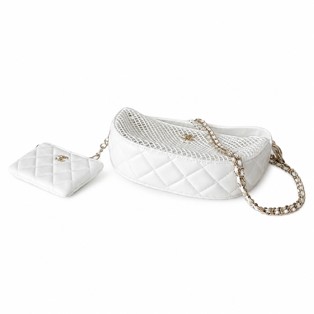 Chanel White Mesh Shoulder Bag