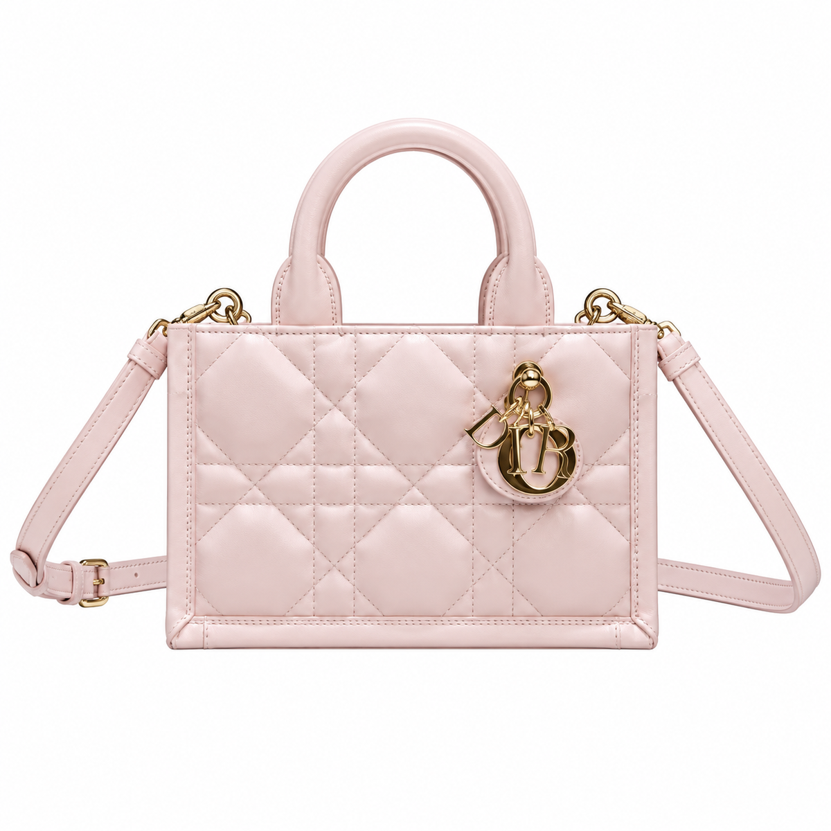 Dior Lady D-Joy Bag in Blush Pink Cannage Leather with Gold CD Charm
