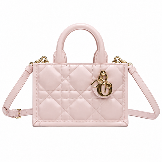 Dior Lady D-Joy Bag in Blush Pink Cannage Leather with Gold CD Charm
