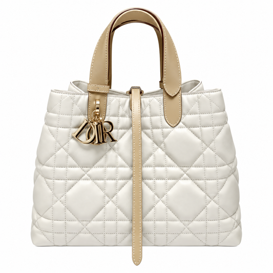 Dior Quilted Cannage Large Top Handle Tote Bag with Removable Strap