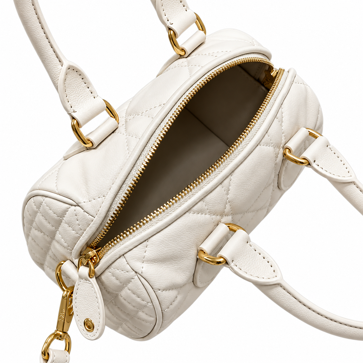 Dior White Cannage Quilted Boston Bag