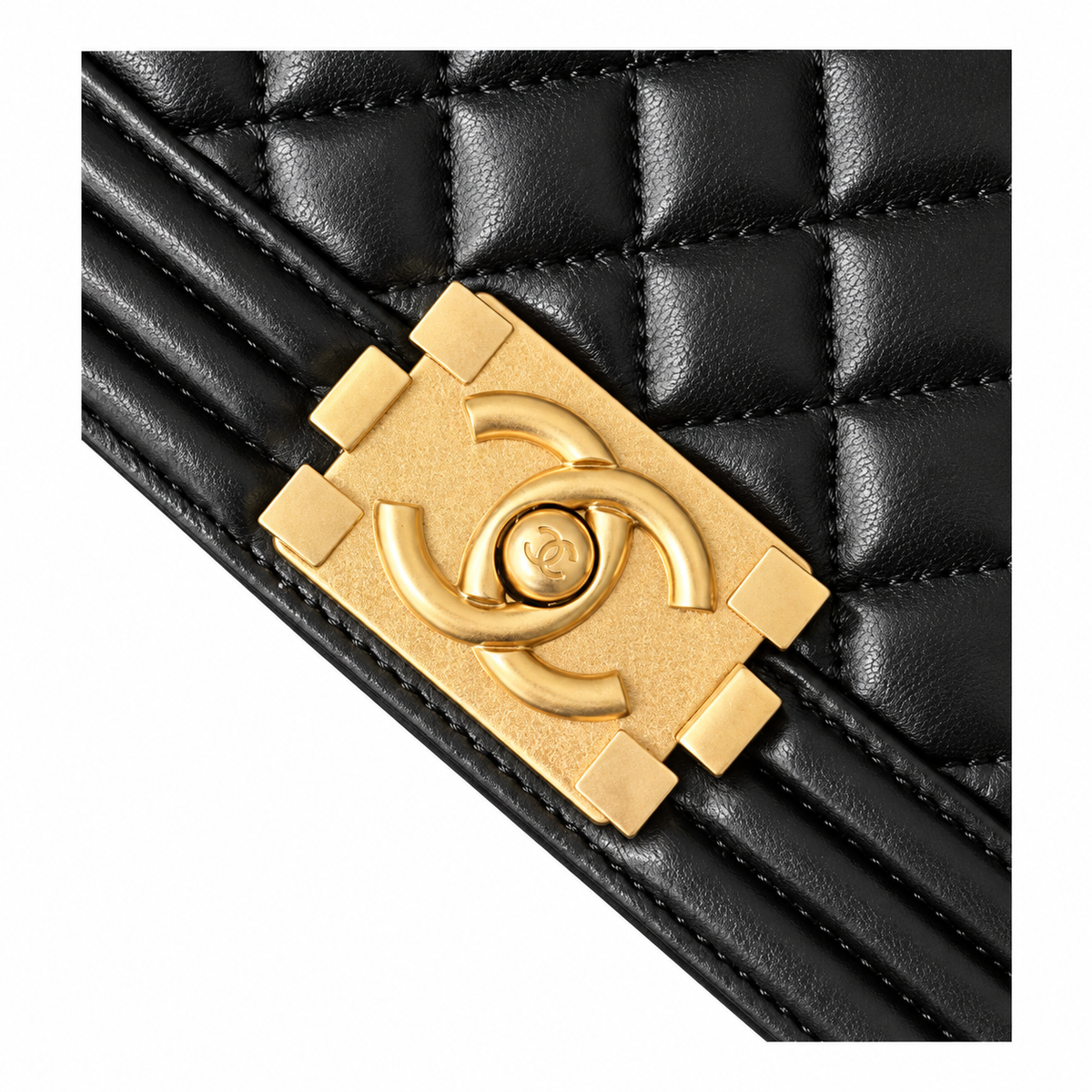 Chanel Black Quilted Lambskin Medium Boy Bag
