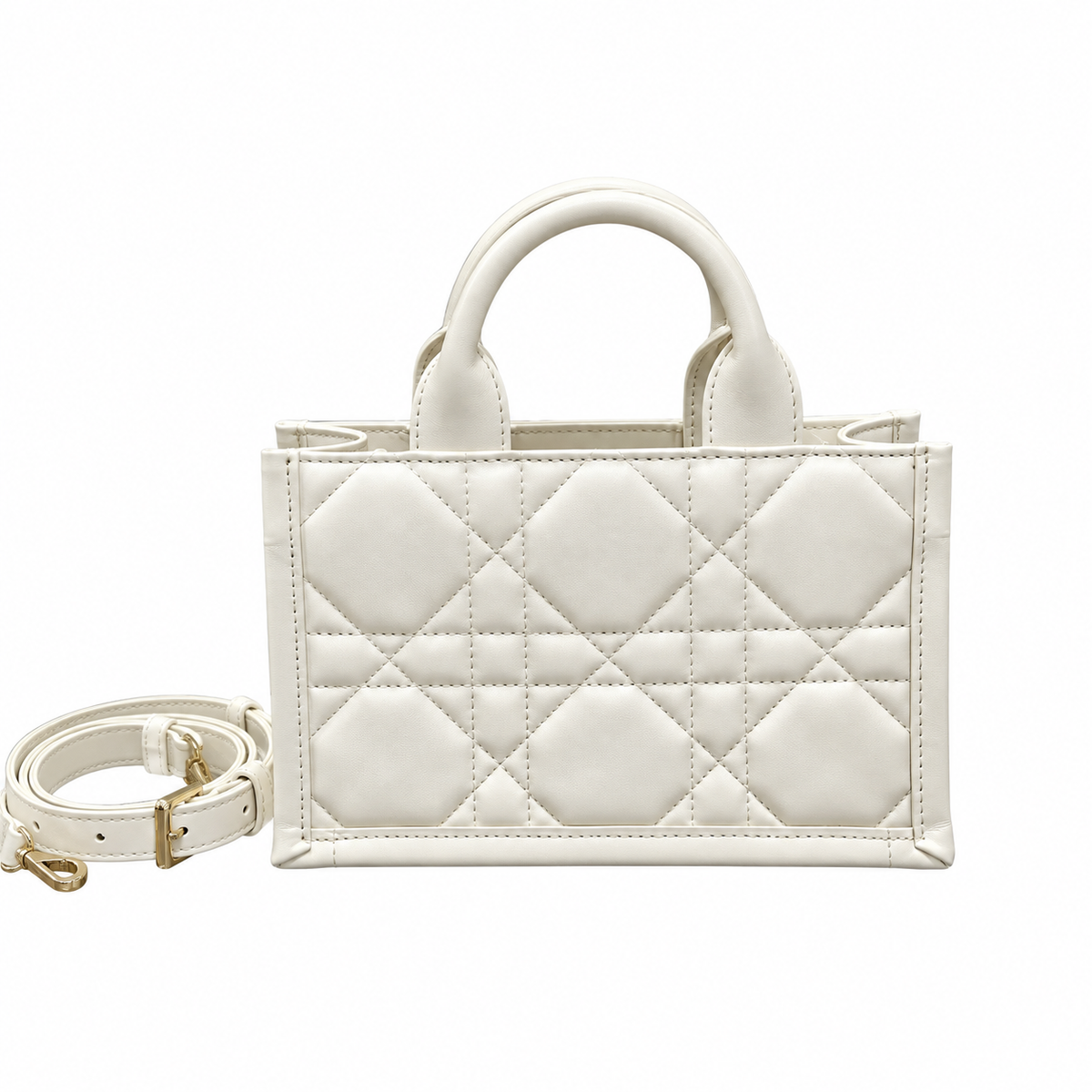 Dior Lady D-Joy Bag in White Cannage Leather with Gold CD Charm