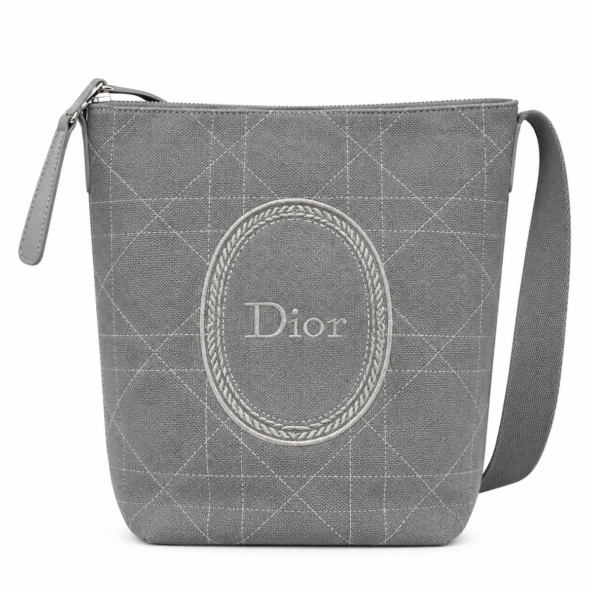 Dior Cannage Large Belt Bag with Pouch in Grey Mixed Materials