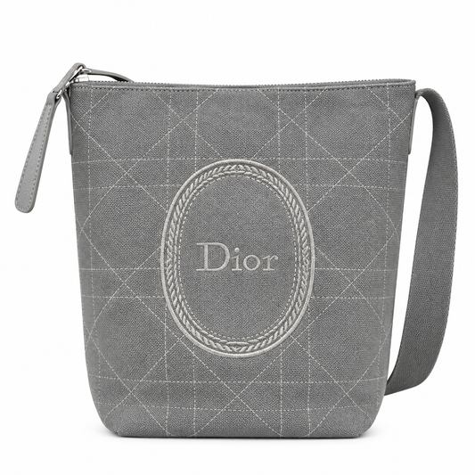 Dior Cannage Large Belt Bag with Pouch in Grey Mixed Materials