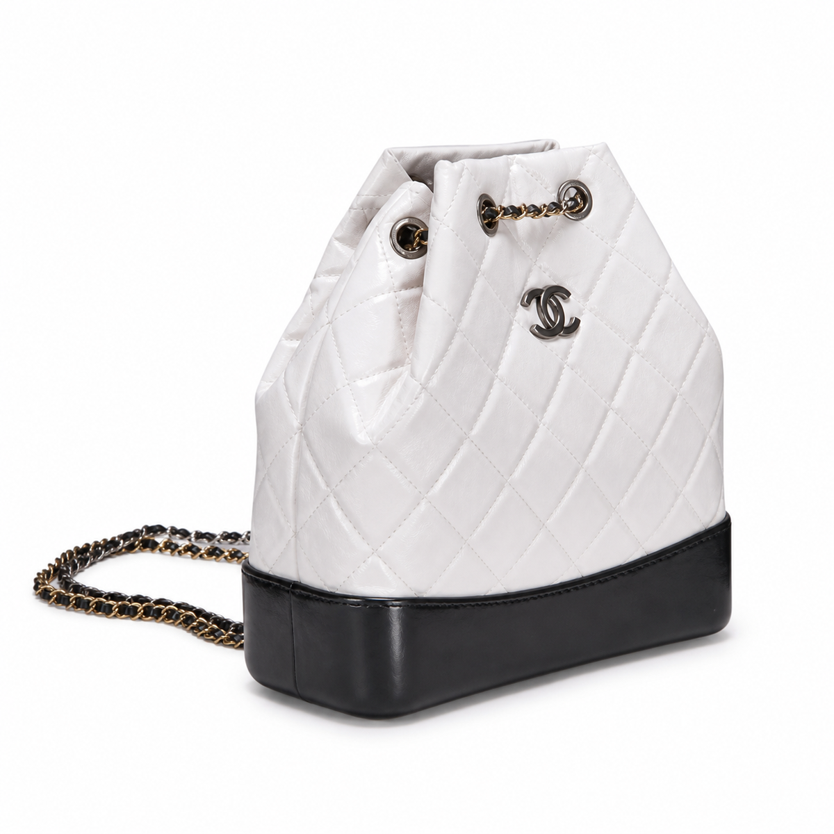 Chanel White Quilted Chain Backpack
