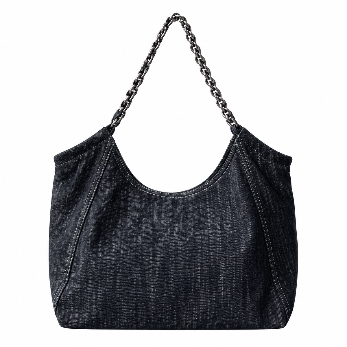 Chanel Black Glitter Denim Deauville Shopping Tote