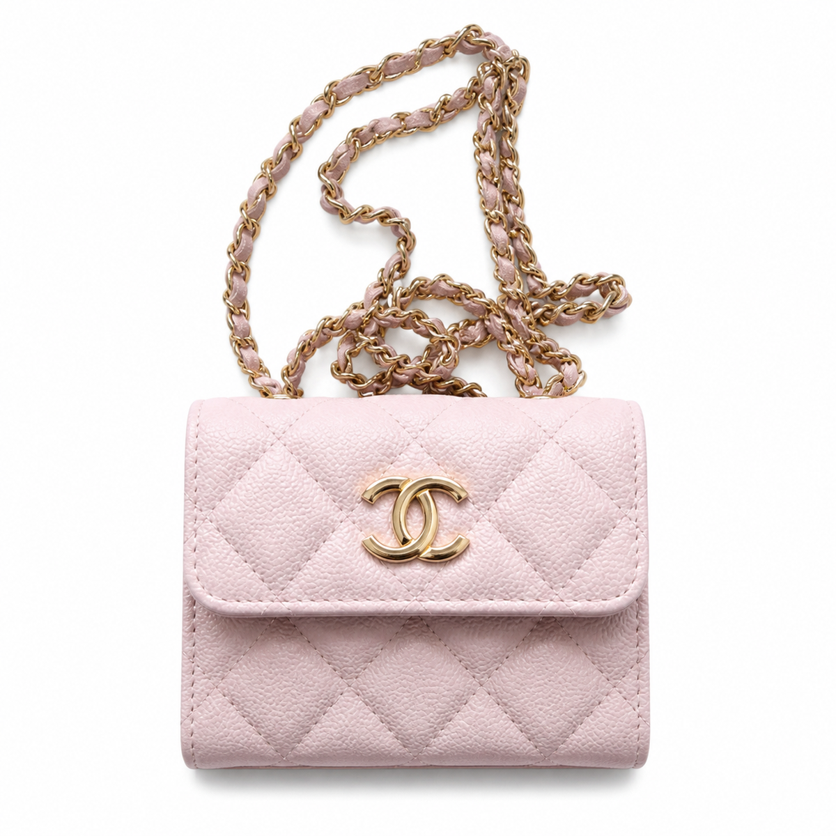 Chanel Pale Pink Quilted Mini Chain Bag