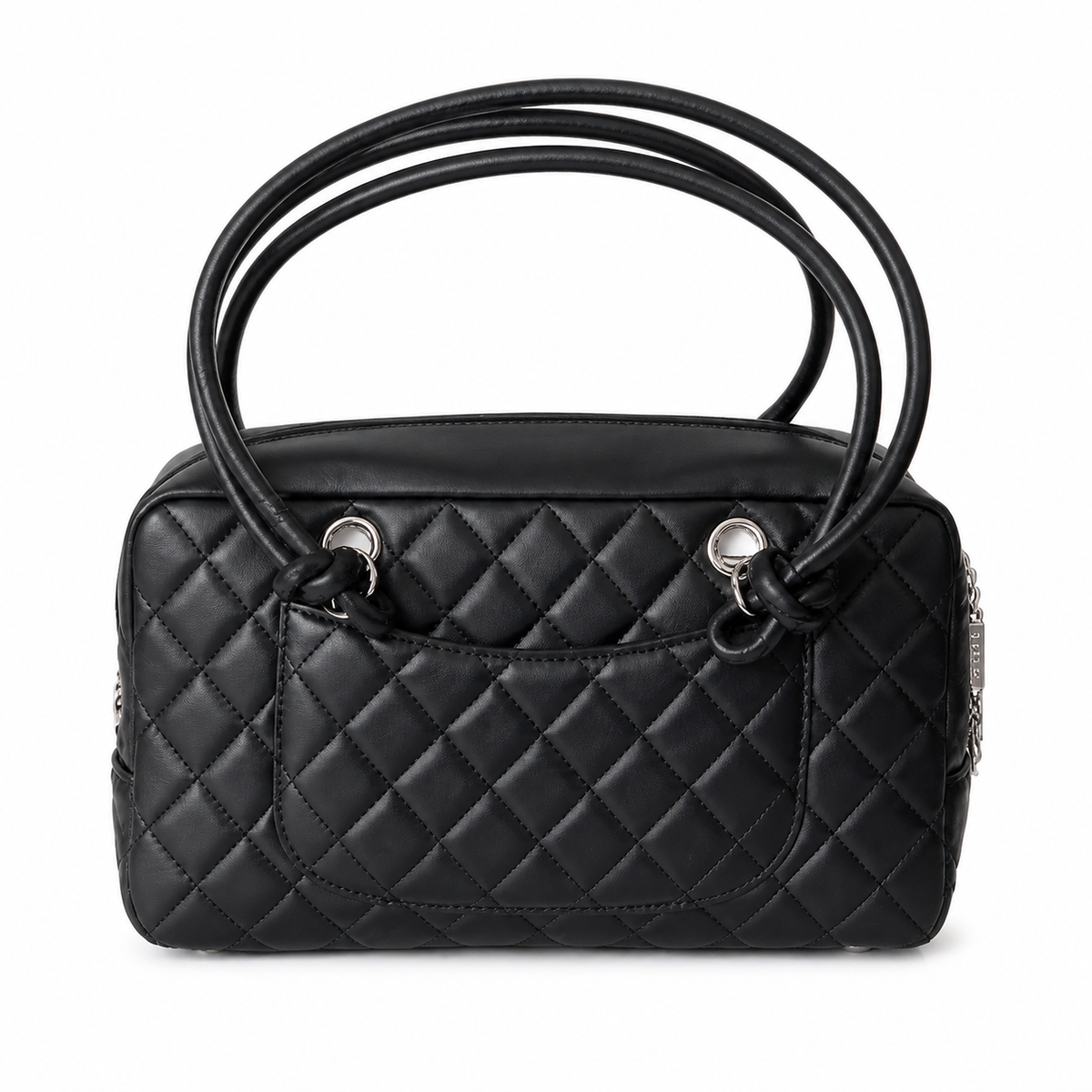 Chanel Black Quilted Bowler Bag with White CC