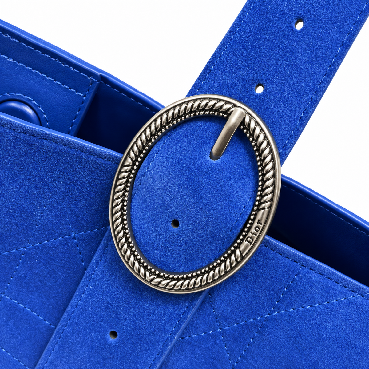 Dior Cannage Quilted Suede Large Hobo Shoulder Bag in Royal Blue