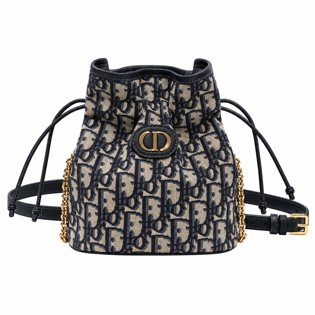 Dior Navy Oblique Jacquard Mini CD Bucket Bag