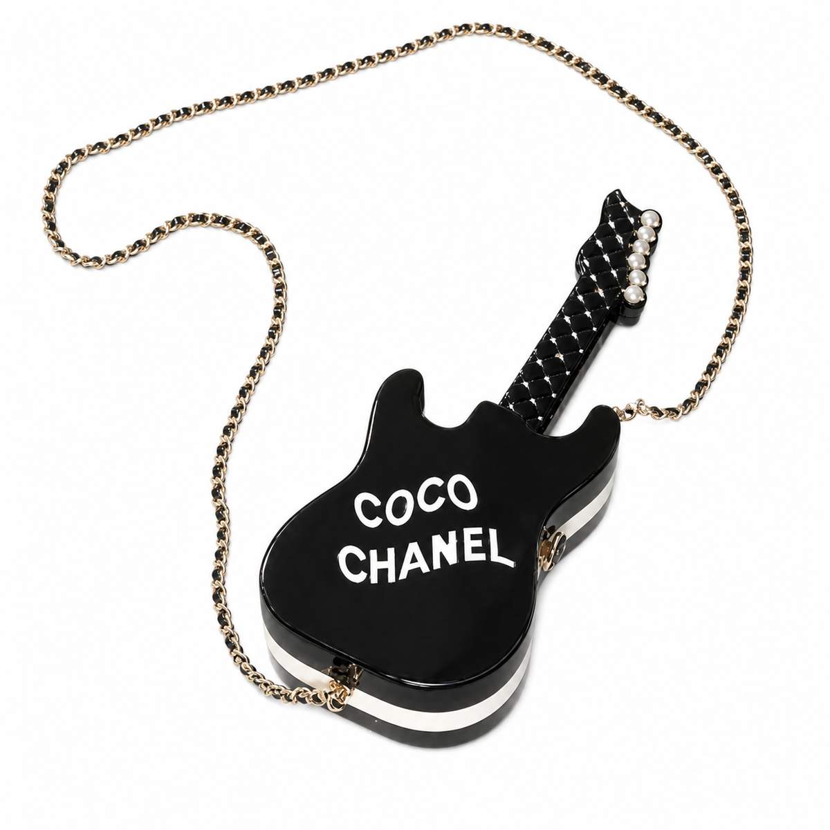 Chanel Guitar-Shaped Chain Crossbody Bag