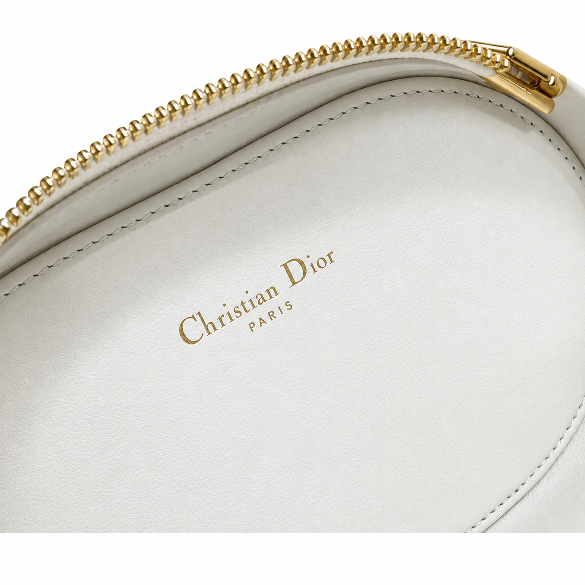 Dior White Oval CD Embossed Chain Bag