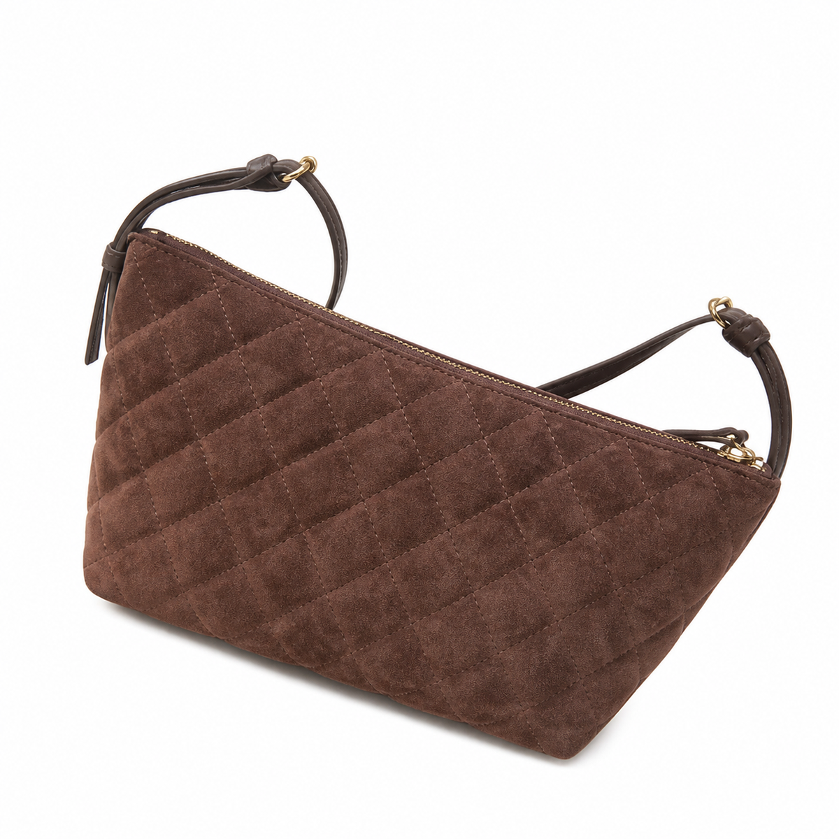 Chanel Brown Quilted Zip Shoulder Bag