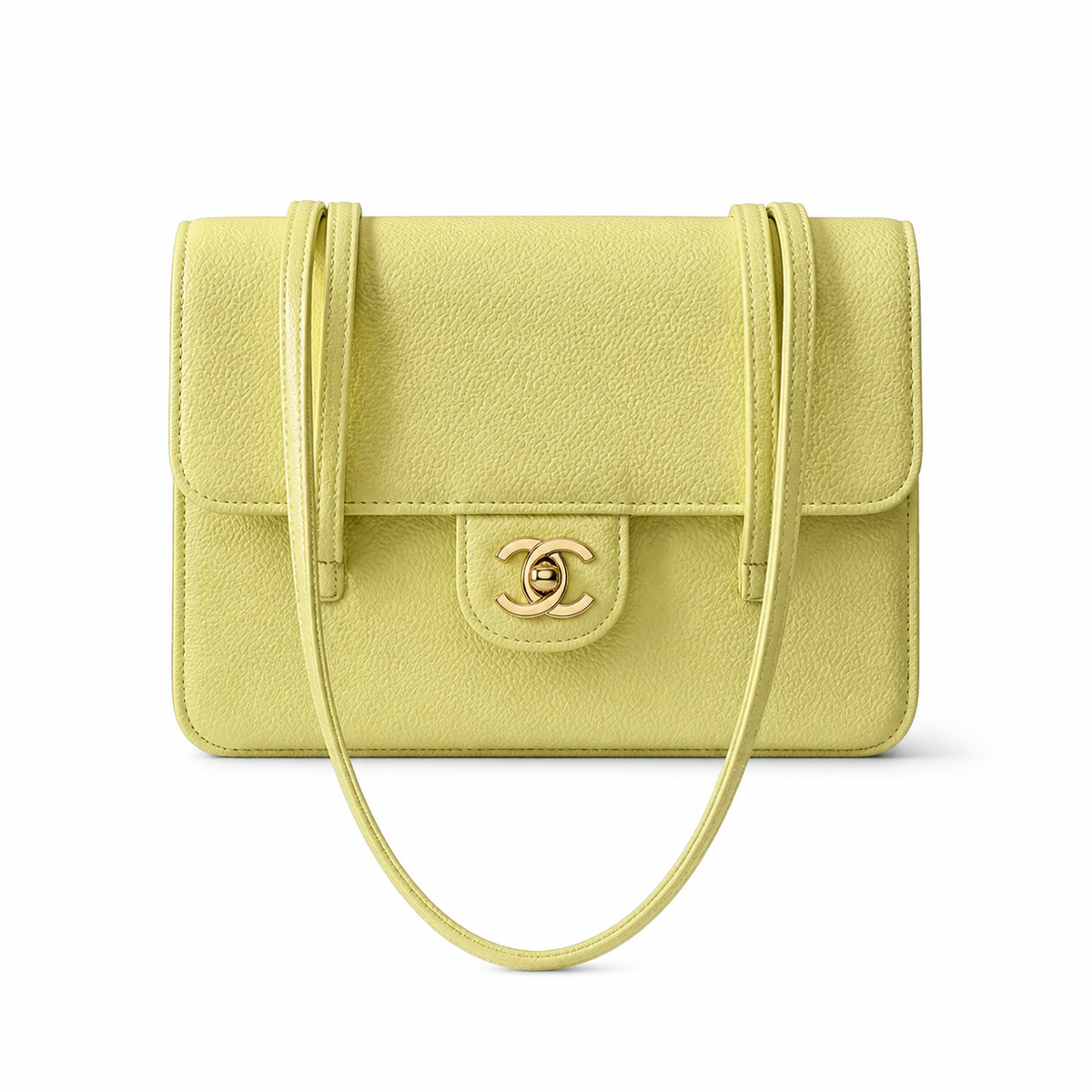 Chanel Yellow Textured Flap Shoulder Bag