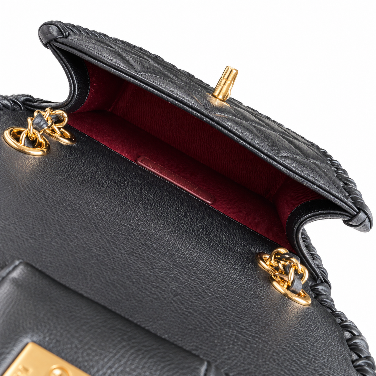 Chanel Black Quilted Flap Bag with Braided Edge