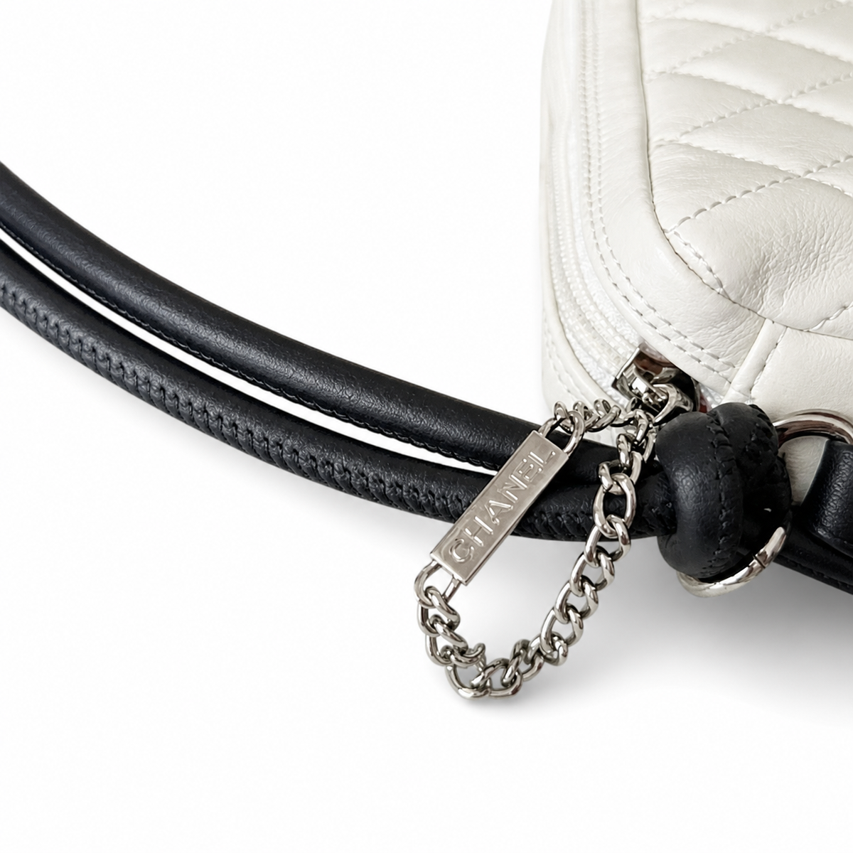 Chanel White Quilted Camera Bag