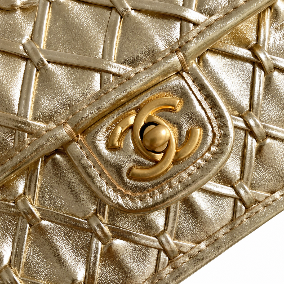 Chanel 2.55 Reissue Mini Flap Bag in Champagne Gold Metallic Leather