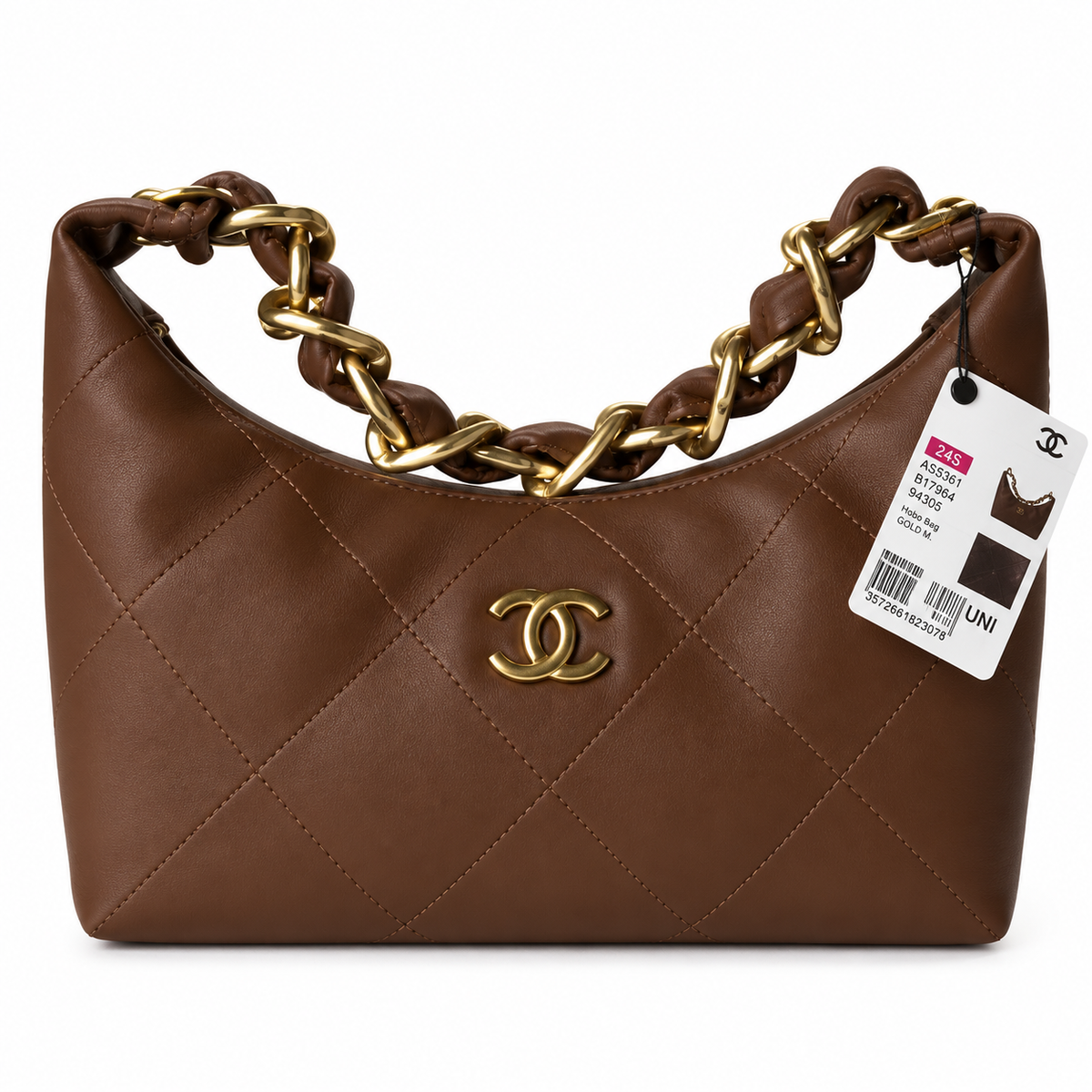 Chanel Brown Quilted Lambskin Large 19 Flap Bag