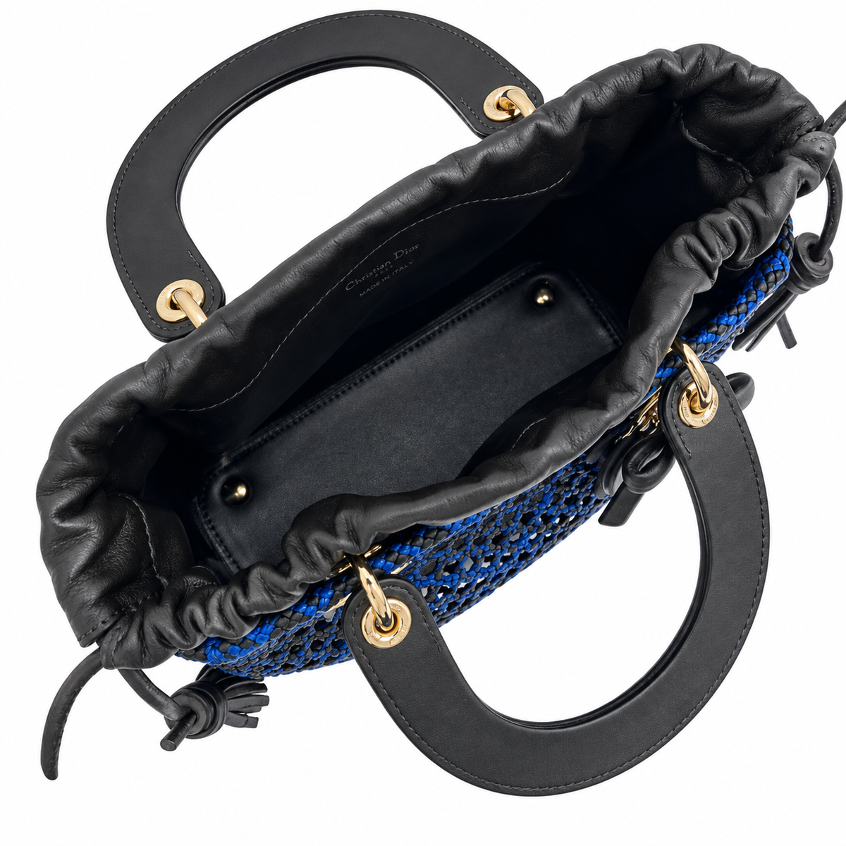 Lady Dior Medium Wicker Cannage Bag with DIOR Charms in Royal Blue