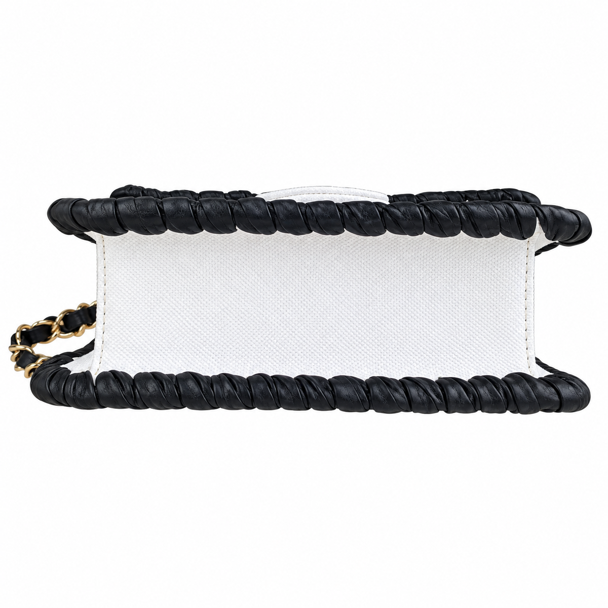 Chanel White Quilted Flap Bag with Black Braided Edge