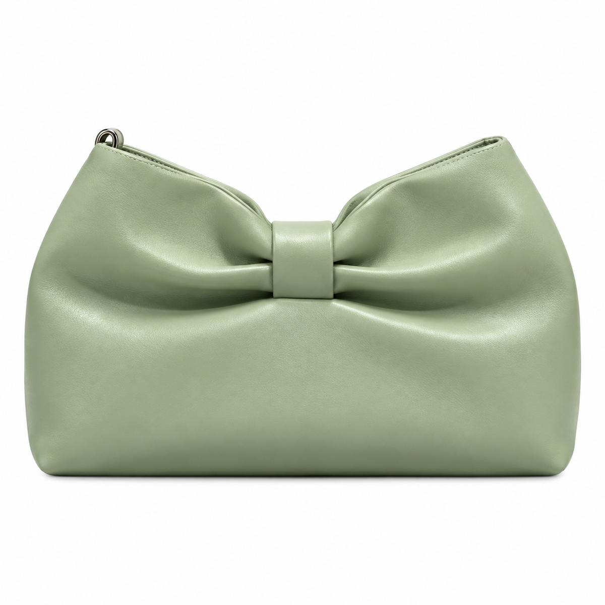 Dior Bow Bag in Sage Green Lambskin Leather with Bow-Shaped Gold Chain