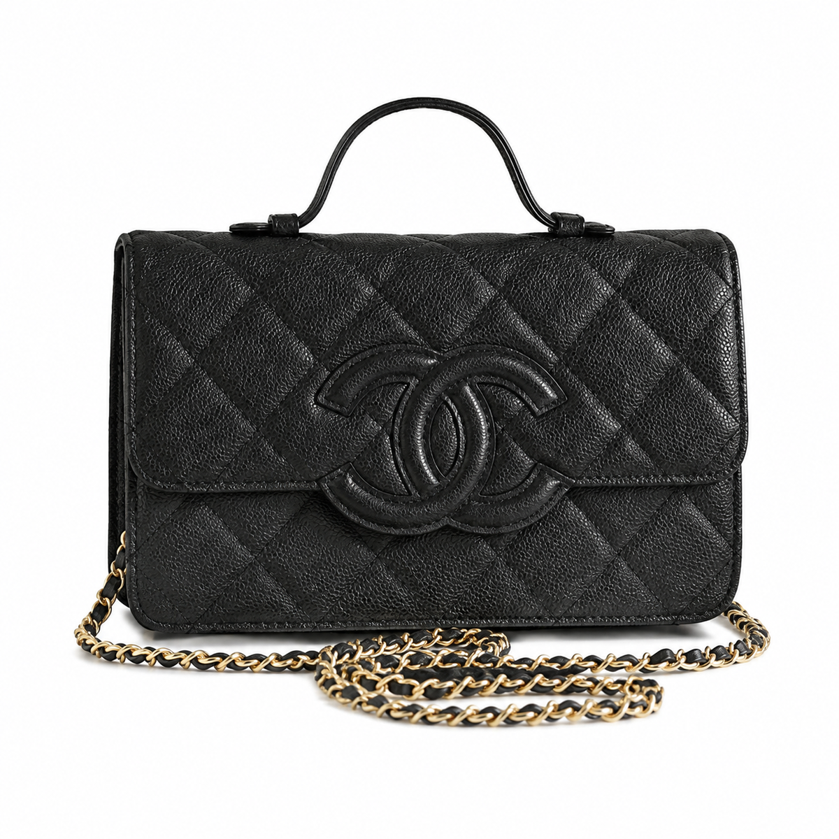 Chanel Quilted Top Handle Bag with Chain