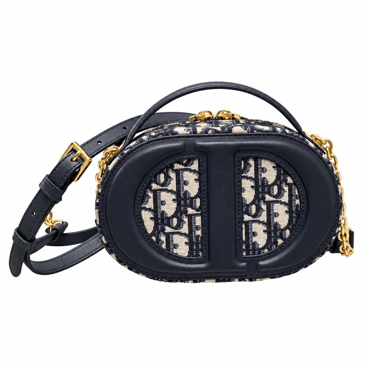 Dior Navy Oblique Oval CD Chain Bag
