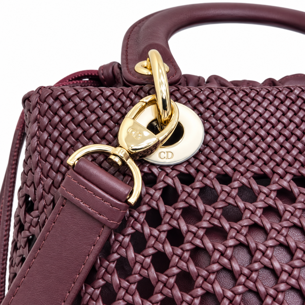 Lady Dior Medium Wicker Bag in Bordeaux