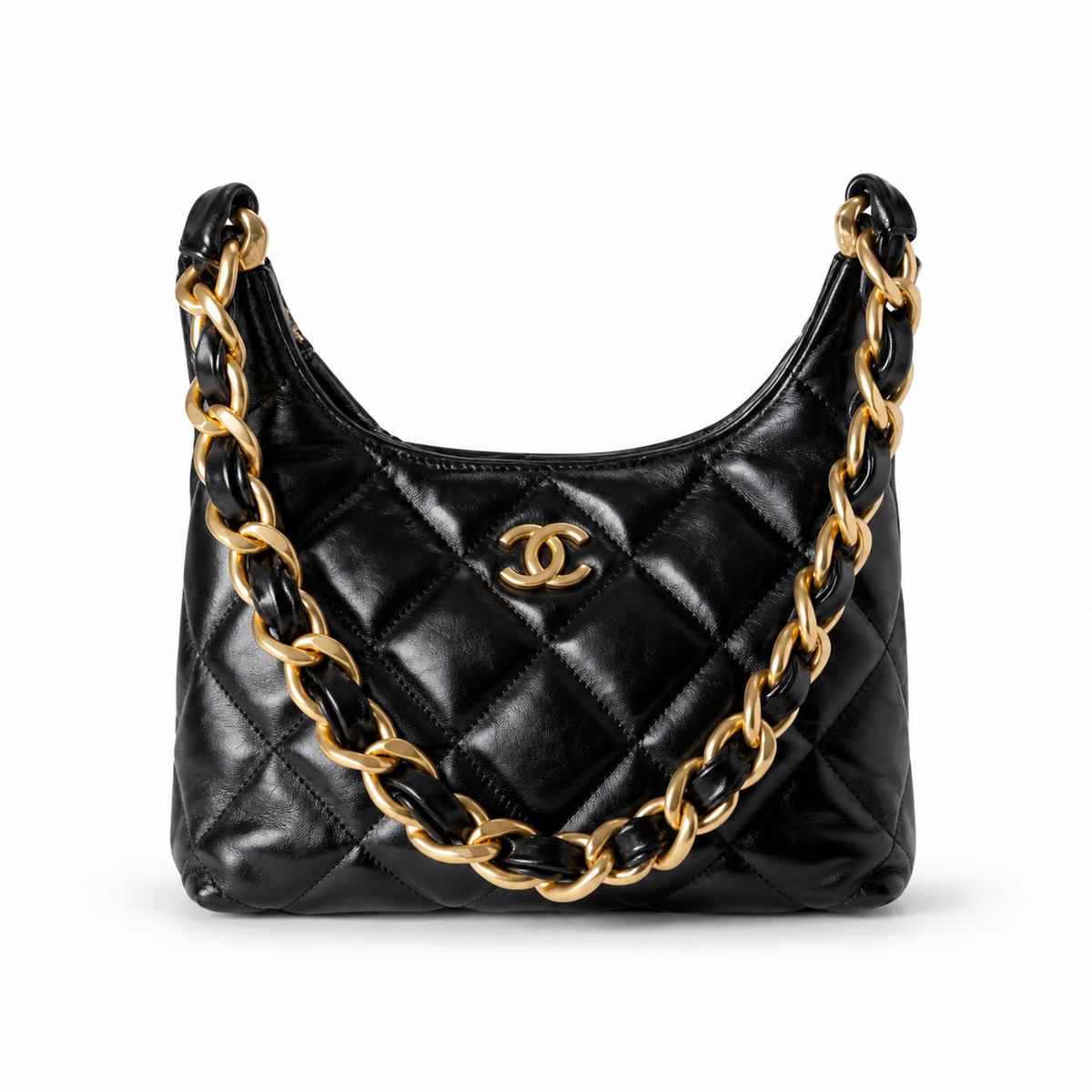 Chanel Black Quilted Hobo Bag
