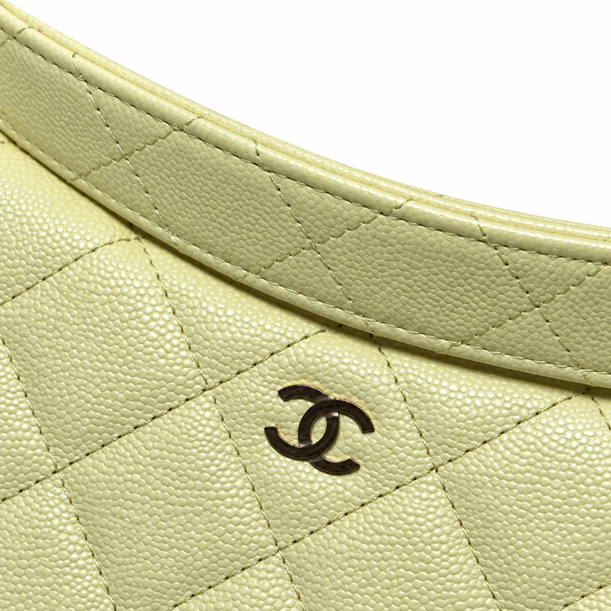 Chanel Lemon Yellow Quilted Caviar Half Moon Bag