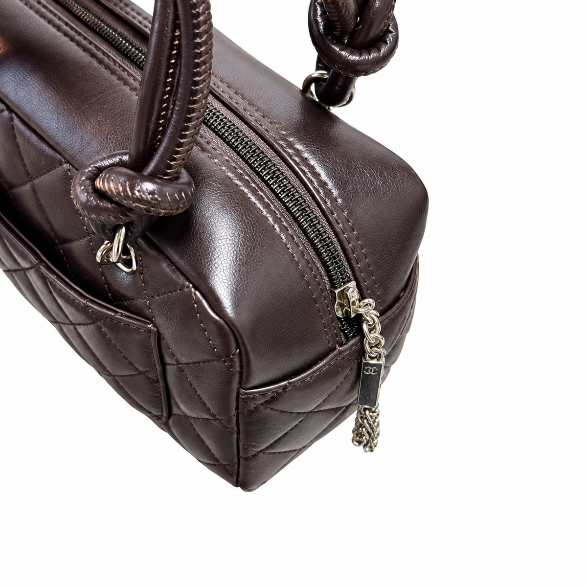 Chanel Dark Brown Cambon Quilted CC Bowler Bag