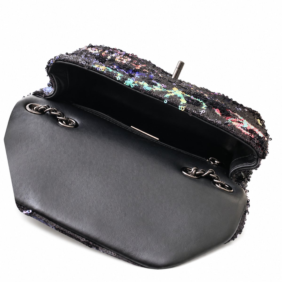 Chanel Graffiti Logo Sequin Classic Flap Bag with Gunmetal Chain