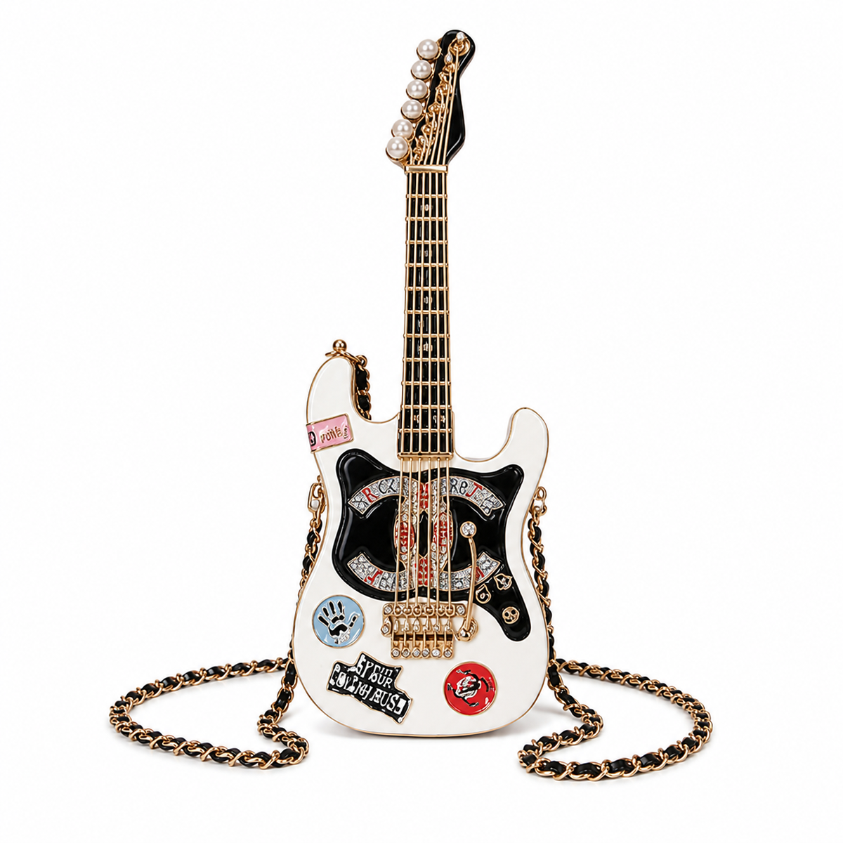 Chanel Guitar-Shaped Chain Crossbody Bag