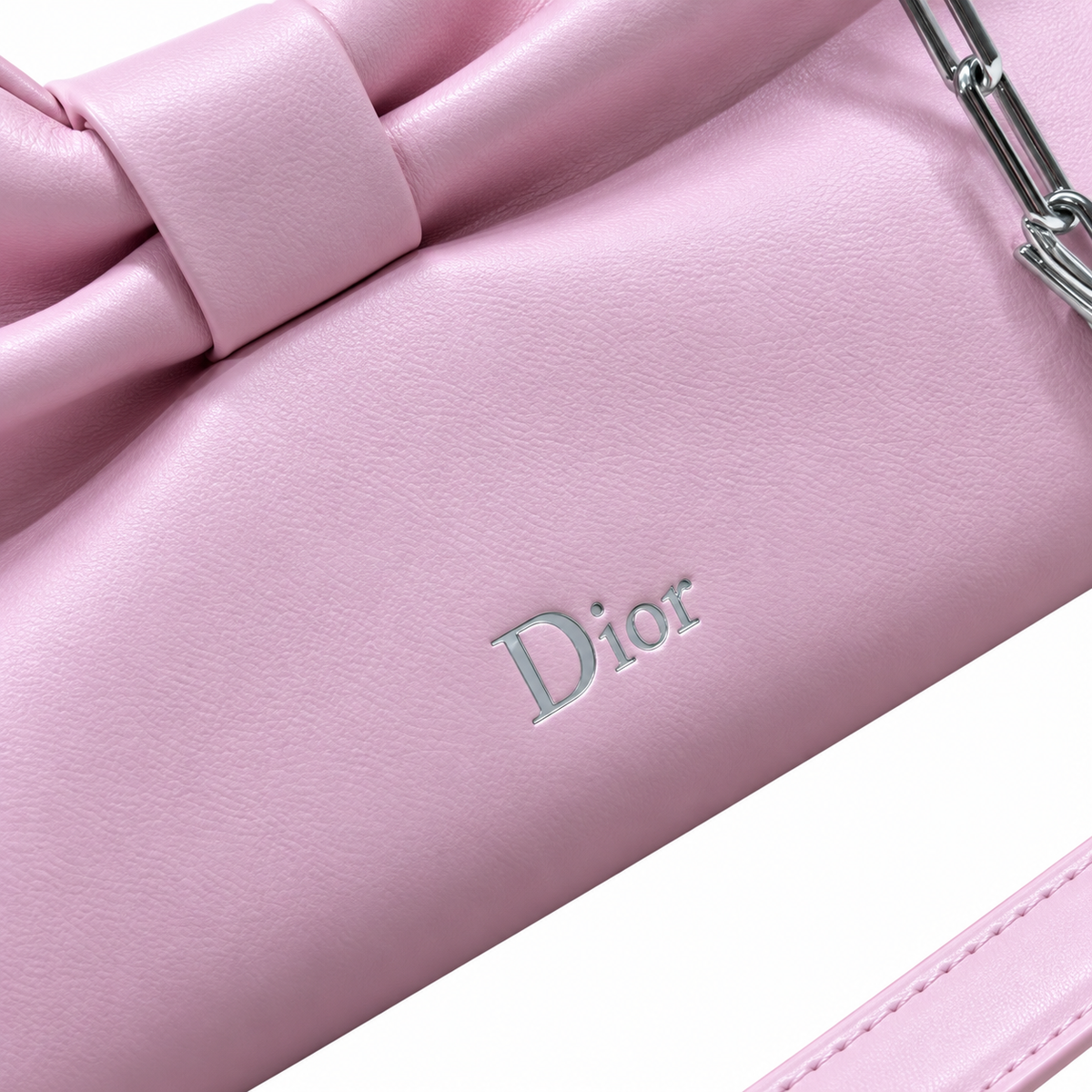 Dior Bow Bag in Baby Pink Matte Lambskin with Silver Chain Strap